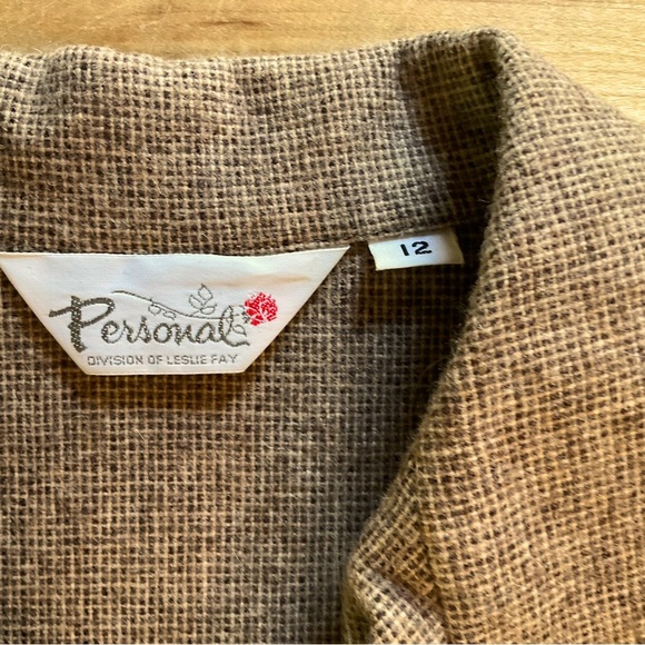 Vintage 1970s Leslie Fay Personals Wool Blend Shirt | Elbow Patch Overshirt - Picture 2 of 16
